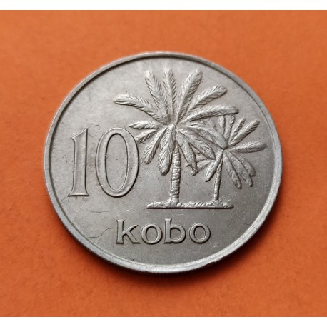 NIGERIA 10 KOBO 1973 PALMERA y ESCUDO KM.10.1 MONEDA DE NICKEL MBC++ Africa