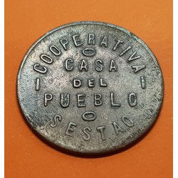 . 1 PESETA 1938 FICHA COOPERATIVA CASA DEL PUEBLO SESTAO VIZCAYA