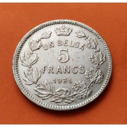 BELGICA 5 FRANCOS 1931 / UN BELGA ALBERT ROI DES BELGES KM.97.1 MONEDA DE NICKEL MBC Belgium