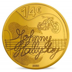 .FRANCIA 1/4 EURO 2020 MUSICO JOHNNY HALLYDAY MOTO y GUITARRA MONEDA DE LATON SC France 0,25€ coin