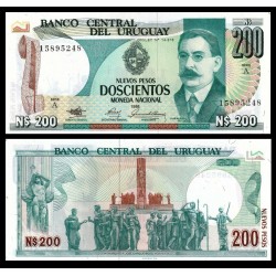 URUGUAY 200 PESOS 1986 MONUMENTO A JOSE ENRIQUE RODO Pick 66 BILLETE SC $200 UNC BANKNOTE NUEVOS