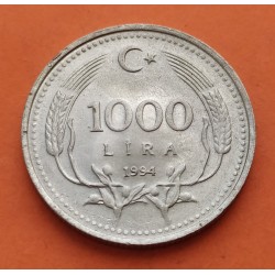 TURQUIA 1000 LIRAS 1994 PRESIDENTE KEMAL ATATURK Y ESCUDO KM.997 MONEDA LATON EBC Turkey 1 Yeni Türk Lirasi