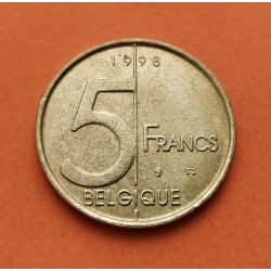 BELGICA 5 FRANCOS 1998 ALBERT II ROI BELGIQUE KM.189 MONEDA DE LATON EBC- Belgium PRE-EURO COIN