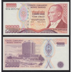 TURQUIA 20000 LIRAS 1970 1995 MIMAR SINAN y RASCACIELOS Pick 202 BILLETE SC TURKEY UNC BANKNOTE LIRASI