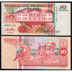 SURINAME 10 GULDEN 1996 PAJARO y REFINERIA Pick 137 BILLETE SC Surinam UNC BANKNOTE