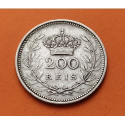 PORTUGAL 200 REIS 1909 REY EMANUEL II KM.548 MONEDA DE PLATA MBC+ Reino de Algarve SILVER COIN R/2