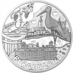 AUSTRIA 10 EUROS 2015 REGION DE BURGENLAND PELICANO y VIÑEDOS MONEDA DE PLATA SC Österreich euro coin
