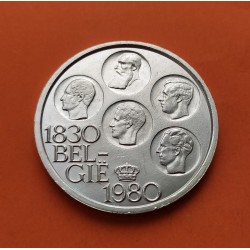 BELGICA 500 FRANCOS 1980 ANTIGUOS REYES Leyenda BELGIE KM.161 MONEDA DE PLATA SC- Belgium 500 Francs