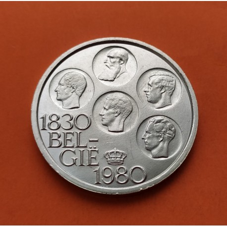 BELGICA 500 FRANCOS 1980 ANTIGUOS REYES Leyenda BELGIE KM.161 MONEDA DE PLATA SC- Belgium 500 Francs