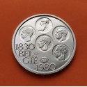 BELGICA 500 FRANCOS 1980 ANTIGUOS REYES Leyenda BELGIE KM.161 MONEDA DE PLATA SC- Belgium 500 Francs