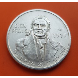 MEXICO 100 PESOS 1977 JOSE MORELOS KM.483.2 MONEDA DE PLATA EBC Mejico 0,46 ONZAS silver coin R/2