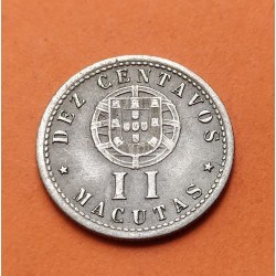 ANGOLA 2 MACUTAS 1928 DAMA KM.67 MONEDA DE NICKEL EBC- República Portuguesa Portugal 10 Centavos II Macutas R/2