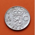 INDIAS ORIENTALES HOLANDESAS 1/10 DE GULDEN 1945 P CARACTERES INDIOS KM.318 MONEDA DE PLATA EBC silver INDIAS O.Holand