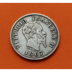 ITALIA 50 CENTESIMI 1867 M-BN REY VITTORIO EMANUELE II KM.14.1 MONEDA DE PLATA MBC @RAYAS@ Regno D'Italia silver coin