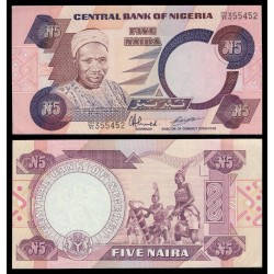 NIGERIA 5 NAIRA 1984 ALHAJI SIR ABUBAKAR TAFAWA y BAILE TRIBAL Pick 24 BILLETE DE PLASTICO SC Africa UNC BANKNOTE
