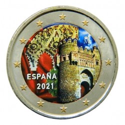 .@COLORES@ ESPAÑA 2 EUROS 2021 TOLEDO CIUDAD HISTORICA Unesco SC MONEDA BIMETALICA y CONMEMORATIVA