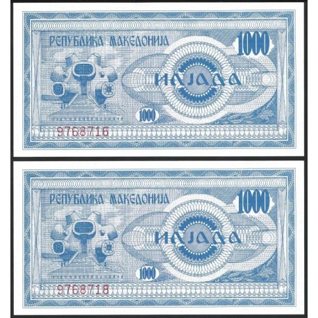 MACEDONIA 1000 DENARI 1992 MUJERES RECOLECTANDO Pick 6 BILLETE SC 1000 Dinara Dinari Denar UNC BANKNOTE
