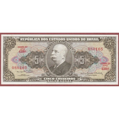 BRASIL 5 CRUZEIROS 1964 BARAO DO RIO BRANCO Pick 176A Firma 11 BILLETE SC Brazil UNC BANKNOTE