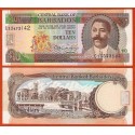 BARBADOS 10 DOLARES 1995 CHARLES DUNCAN O'NEAL y CIUDAD Pick 48 BILLETE SC @RARO@ UNC BANKNOTE $10 Dollars