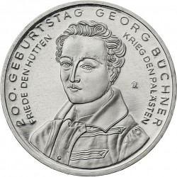 ALEMANIA 10 EUROS 2013 Ceca F GEORGE BUCHNER MONEDA DE NICKEL SC BRD euro coin