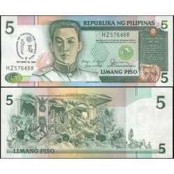 FILIPINAS 5 PISO 1969 ANDRES BONIFACIO BANCO NACIONAL Pick 143B BILLETE SC Philippines UNC BANKNOTE