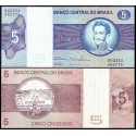 BRASIL 5 CRUZEIROS 1974 PEDRO I y CIUDAD Pick 192C Firma 18 BILLETE SC @DOBLEZ@Brazil UNC BANKNOTE