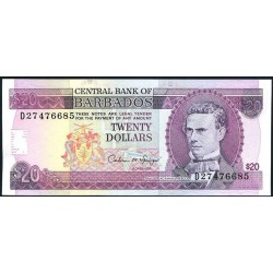 @RARO@ BARBADOS 20 DOLARES 1993 SAMUEL JACKMAN Serie D...4467 Pick 44 BILLETE SC $20 Dollars UNC BANKNOTE