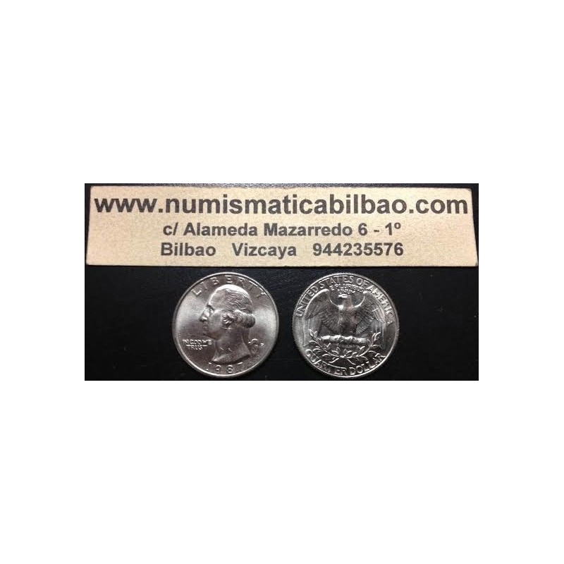 ESTADOS UNIDOS 1/4 DOLAR 1981 D WASHINGTON KM.164 A MONEDA DE NICKEL SC USA QUARTER 25 CENTAVOS