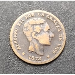 . 5 CENTIMOS 1877 OM ALFONSO XII COBRE @LUJO@ ESPAÑA