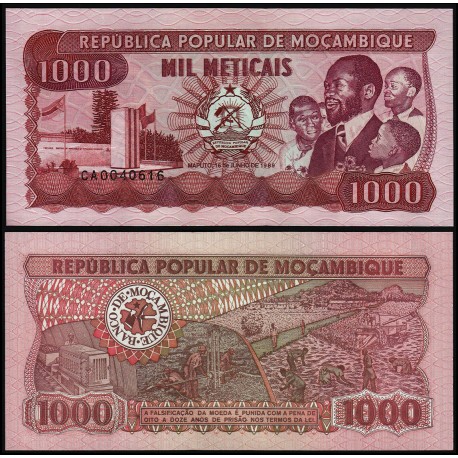 MOZAMBIQUE 1000 METICAIS 1989 AEROPUERTO y EDUARDO MONOLANTE Pick 132 BILLETE SC Mocambique UNC BANKNOTE