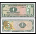 NICARAGUA 5 CORDOBAS 1972 CACIQUE NICARAO y VIVANDERA Pick 122 BILLETE SC UNC BANKNOTE