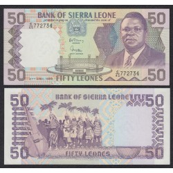 SIERRA LEONA 50 LEONES 1989 ABORIGENES BAILANDO Pick 17B BILLETE SC UNC BANKNOTE LEONE