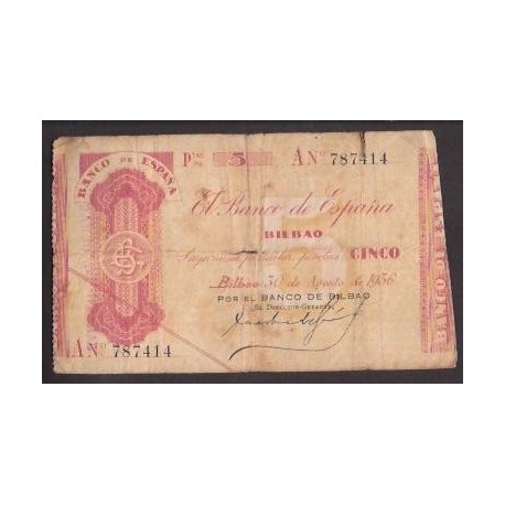 1936 EUSKADI 5 PESETAS BANCO de BILBAO Serie A 787414