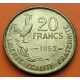 FRANCIA 20 FRANCOS 1952 GALLO y DAMA Tipo GUIRAUD KM.917 SC- MONEDA DE LATON France 20 Francs brass