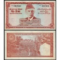 PAKISTAN 5 RUPIAS 1972 1975 MOHAMMED ALI JINNAH PAISAJE Pick 20 B BILLETE SC @AGUJEROS DE GRAPA@ 5 Rupees