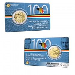 . 1ª moneda x BELGICA 2 EUROS 2021 BLEU - UNION ECONOMICA BELGA LUXEMBURGUESA SC CONMEMORATIVA Coincard