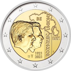 . 1ª moneda x BELGICA 2 EUROS 2021 BLEU - UNION ECONOMICA BELGA LUXEMBURGUESA SC CONMEMORATIVA Coincard