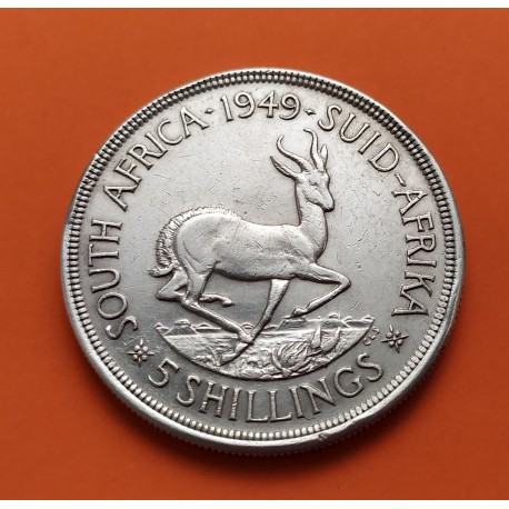 SUDAFRICA 5 SHILLINGS 1949 ANTILOPE REY JORGE VI KM.40.1 MONEDA DE PLATA MBC++ South Africa R/2