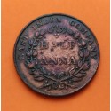 INDIA 1/2 ANNA 1835 BRITISH EAST INDIA COMPANY y ESCUDO DE SAN JORGE KM.447.1 MONEDA DE BRONCE MBC Ocupación INGLATERRA