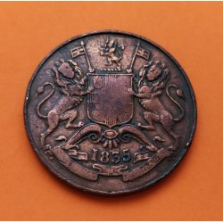 INDIA 1/2 ANNA 1835 BRITISH EAST INDIA COMPANY y ESCUDO DE SAN JORGE KM.447.1 MONEDA DE BRONCE MBC