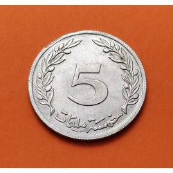 TUNEZ 5 MILLIEMES 1960 ARBOL SAGRADO KM.282 MONEDA DE ALUMINIO SC Tunisia Tunisie