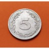 TUNEZ 5 MILLIEMES 1960 ARBOL SAGRADO KM.282 MONEDA DE ALUMINIO SC Tunisia Tunisie