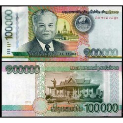 @RARO@ LAOS 100000 KIP 2011 PRESIDENTE DE LA REPUBLICA y TEMPLOS Pick 42 BILLETE SC Lao Republic UNC BANKNOTE