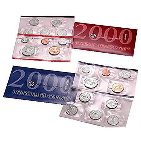 2000 UNITED STATES MINT UNCIRCULATED COIN SET D+P 20 COINS ESTADOS UNIDOS 1+5+10 + 25 CENTAVOS x10 + 1/2 DOLAR + 1 DOLAR