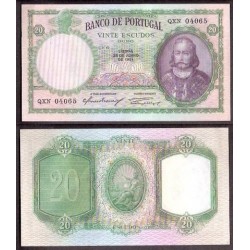 PORTUGAL 20 ESCUDOS 1951 LUIZ DE MENEZES Pick 163A SERIE QXN-04065 BILLETE SIN CIRCULAR UNC BANKNOTE