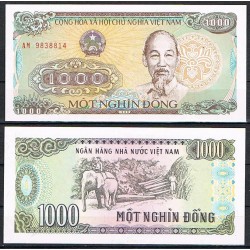 VIETNAM 1000 DONG 1988 ELEFANTE y PRESIDENTE HO CHI MINH Régimen COMUNISTA Pick 106 BILLETE SC UNC BAKNOTE