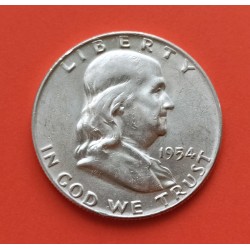 ESTADOS UNIDOS 1/2 DOLAR 1954 D BENJAMIN FRANKLIN KM.163 MONEDA DE PLATA EBC Half Dollar silver
