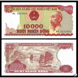 VIETNAM 10000 DONG 1993 HO CHI MIN y BARCOS TRADICIONALES Pick 115A BILLETE SC VIET-NAM UNC BANKNOTE
