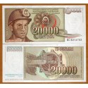 YUGOSLAVIA 20000 DINARA 1987 MINERO CON CASCO Régimen Comunista Pick 95 BILLETE SC UNC BANKNOTE