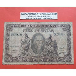 @ESCASO@ ESPAÑA 100 PESETAS 1940 CRISTOBAL COLON Serie D 6768150 Pick 118 BILLETE MUY CIRCULADO Spain banknote